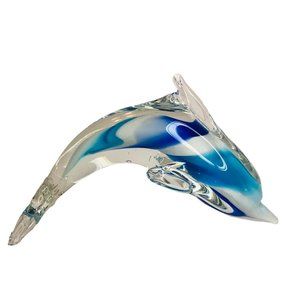 Art Glass Dolphin Figurine Sculpture Paperweight